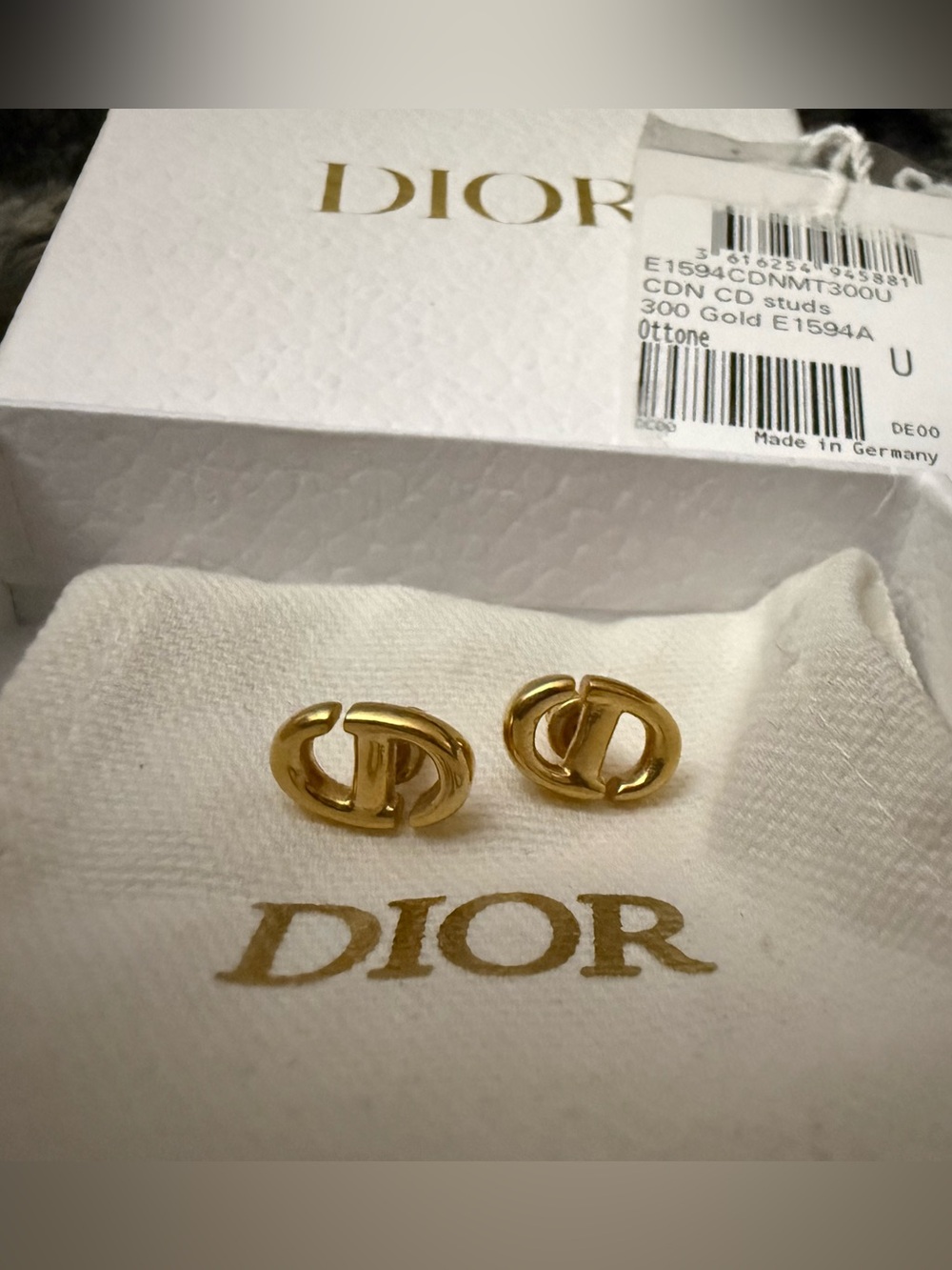 FULL INCLUSION Dior CD Navy Stud Earrings